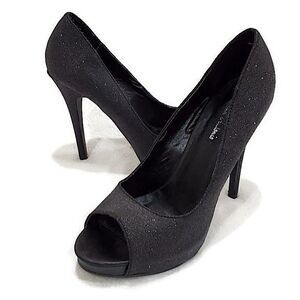 Michael Antonio Black Shimmer Stiletto Platform Pumps 7.5